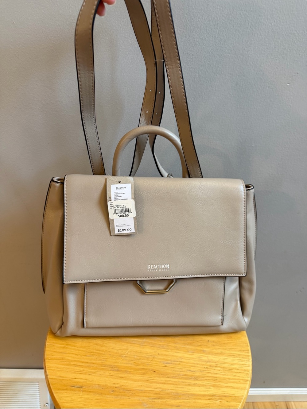 Kenneth Cole Reaction Beige Tan Top-Handle Purse Satchel Bookbag